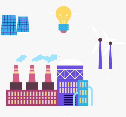 免費(fèi)扁平彩色污染工廠免摳PNG素材 助力循環(huán)設(shè)計與電商廣告創(chuàng)意